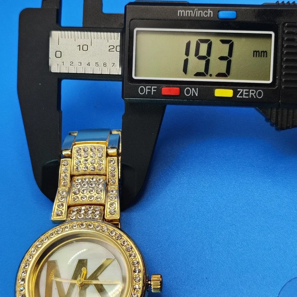 Vintage 2013 Michael Kors MK Logo Rhinestone Bust Down 35mm Women's Quartz Watch